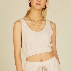 Surf Gypsy White Waffle Knit Sleeveless Crop Top Boho Womens Size Medium